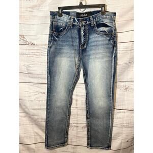 NWT True Luck Jeans Men’s 34x32 Straight Leg Stretch Medium Wash Denim